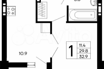 1-к квартира, 32,9 м², 2/8 эт.